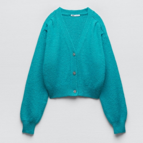 Zara Sweaters Zara Knit Cardigan With Jewel Poshmark